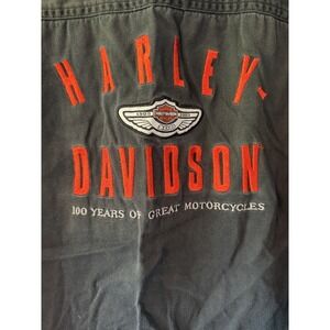 Harley Davidson HD 100 Yrs Embroidered Short S Button Up Black Shirt XL